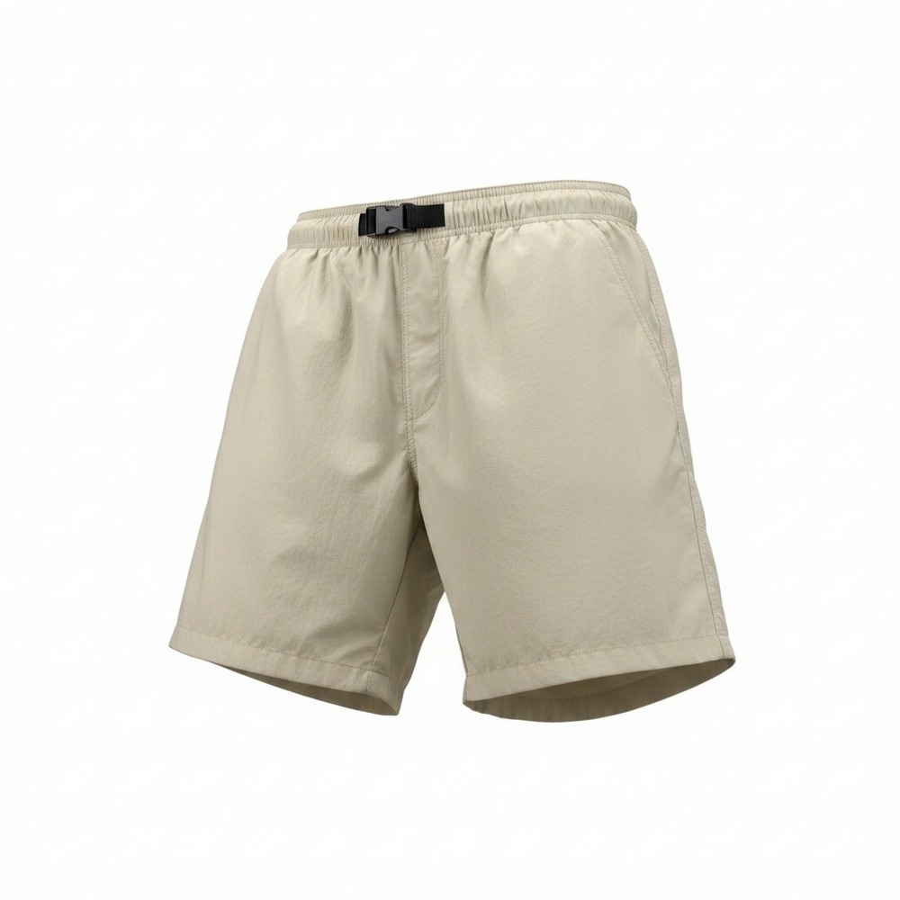 Field & Stream Mens Large Nylon Hiking Shorts Tan‎ Belted Mesh Lined 5" Inseam